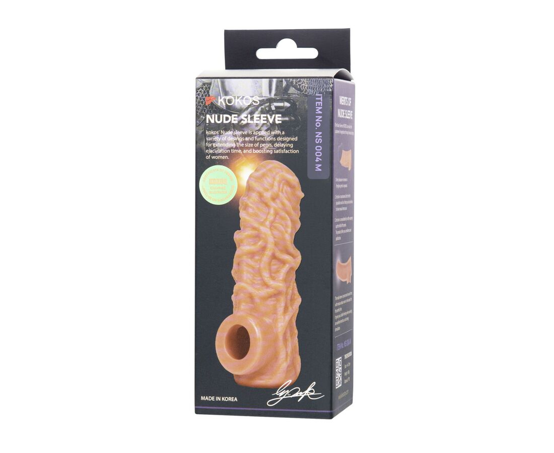 Насадка Kokos Nude Sleeve 003 M с подхватом мошонки и открытой головкой, телесная NS.003-M - KOKOS - Удлиняющие/утолщающие насадки - Купить
